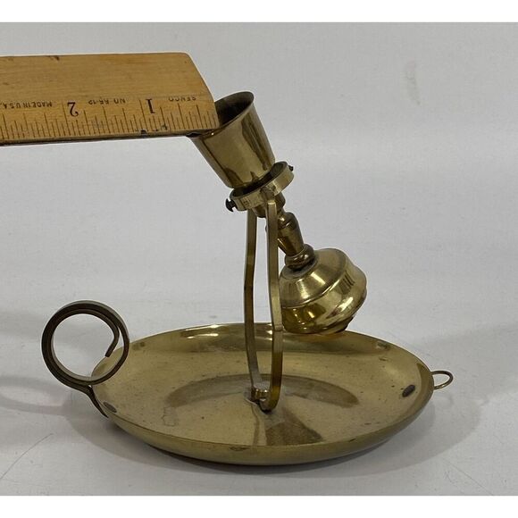 Vintage English Nautical Ship Boat Brass Weighted Swinging Taper Candle Holder - Picture 7 of 10